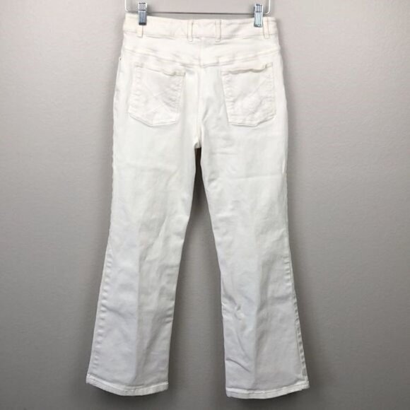 St John Sport Jean Creamy Ankle Length Flare/Boot Leg Zip Fly Classic Denim - Picture 6 of 13